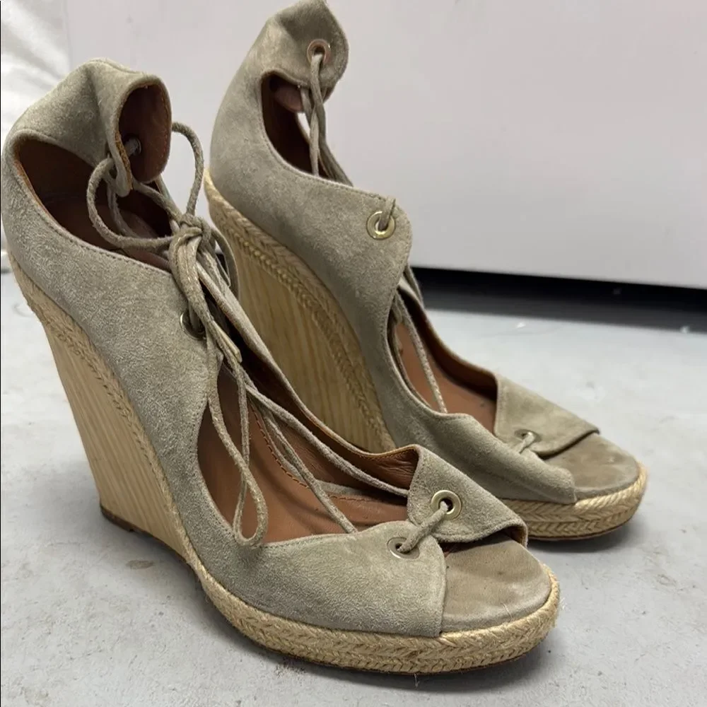 Aquazzura Tan Espadrille Wedges with Ankle Strap - TANGO LACE UP WEDGE